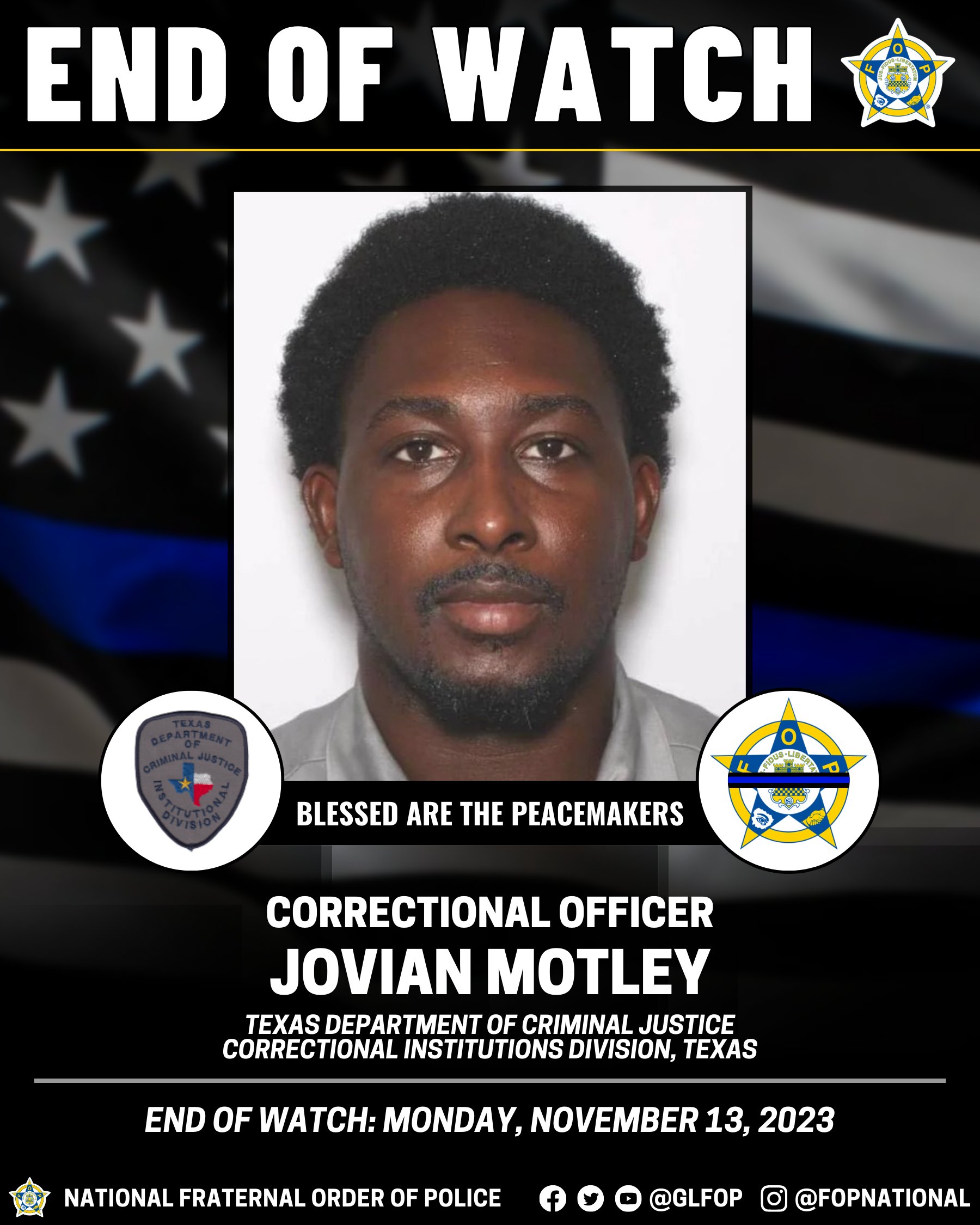 Correctional Officer Jovian Jamal Motley – EOW November 13, 2023 ...